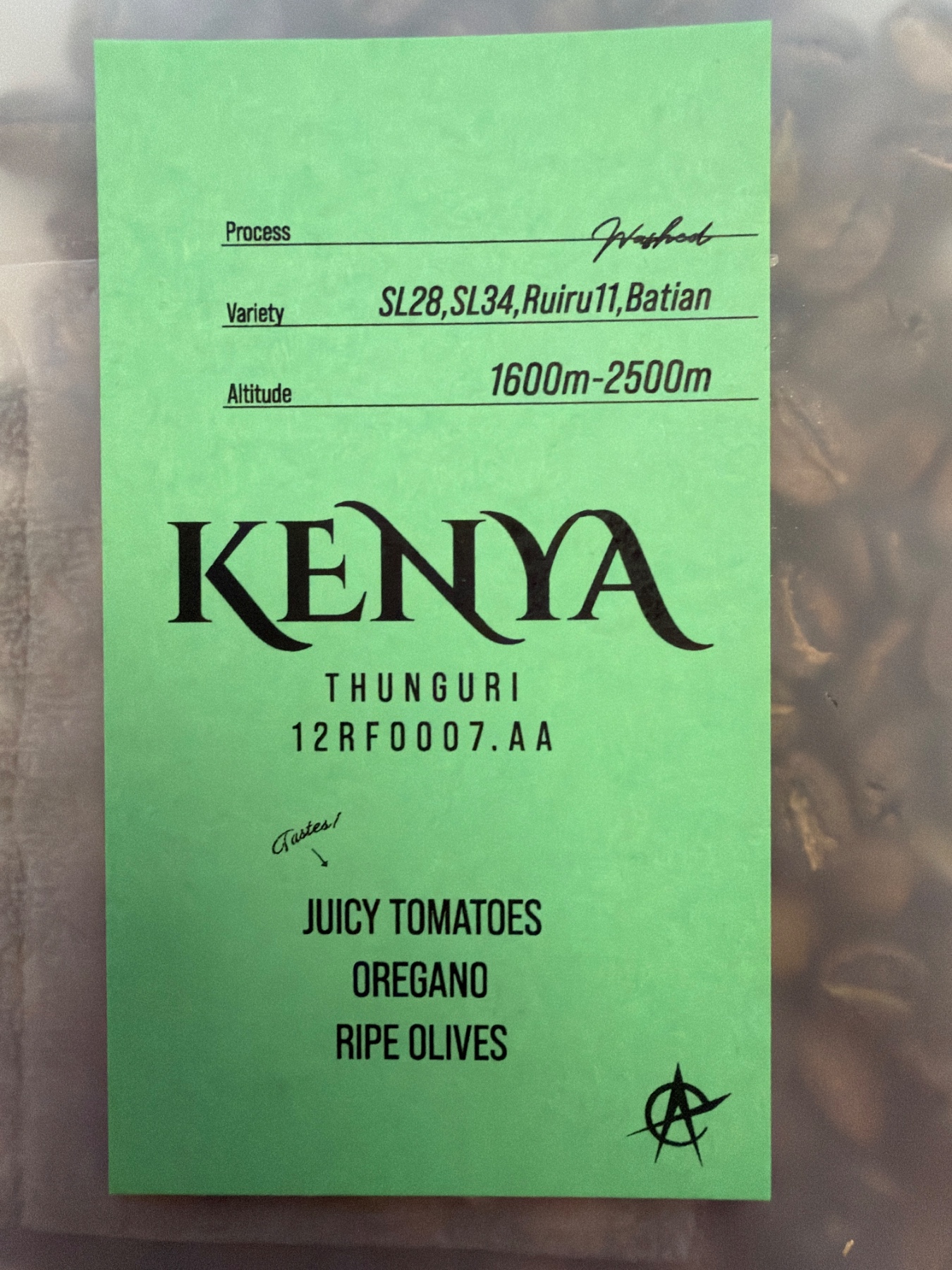 acid coffee KENYA THUNGURI 12RF0007.AAの袋